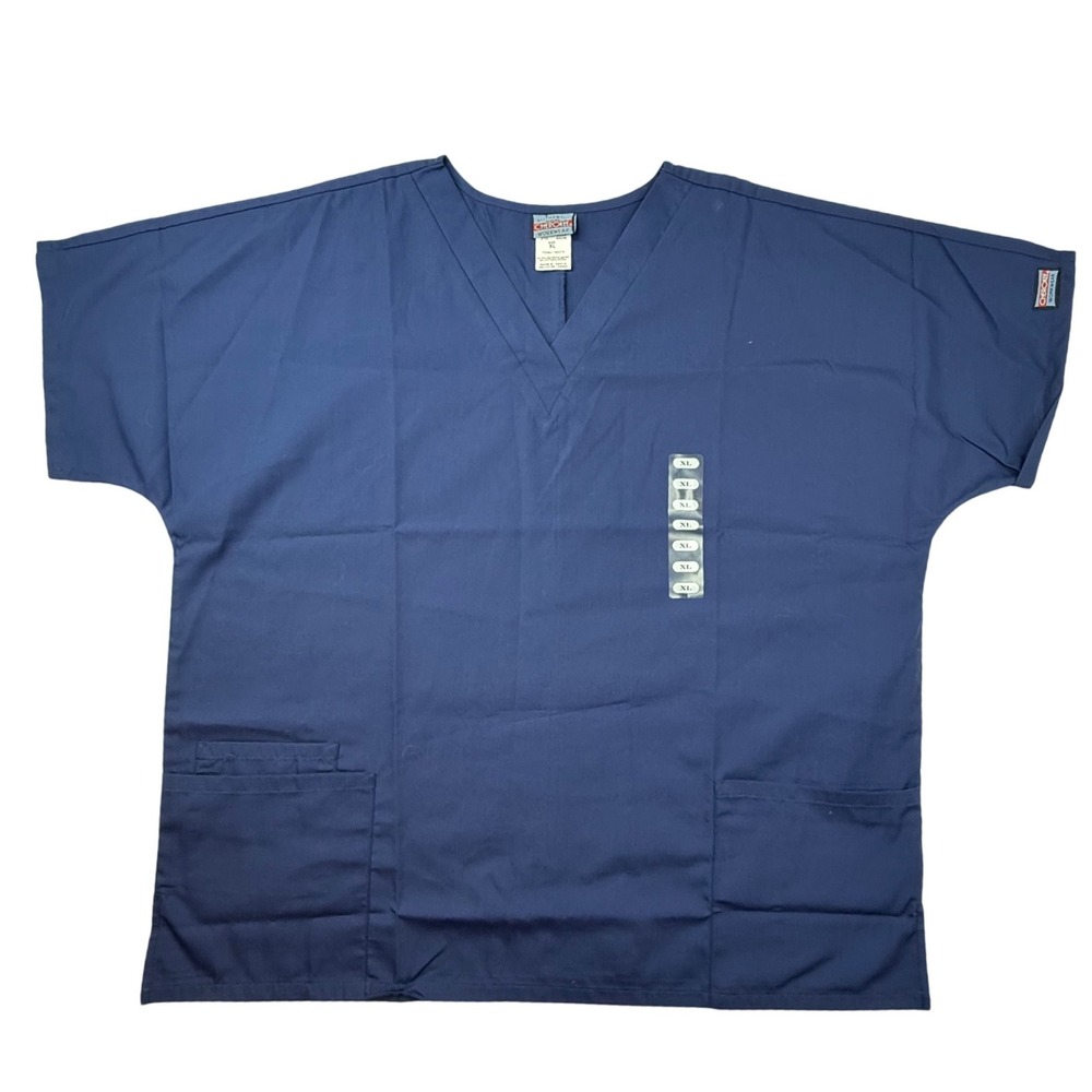 Cherokee Workwear Navy Blue V Neck Scrub Top XL Polyester Cotton Blend‎ nwt